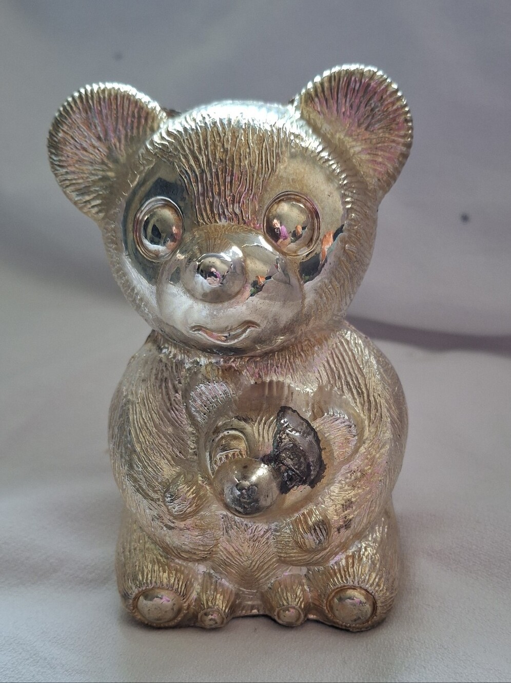 Vintage 1970s Silver Plated Metal Money Bank